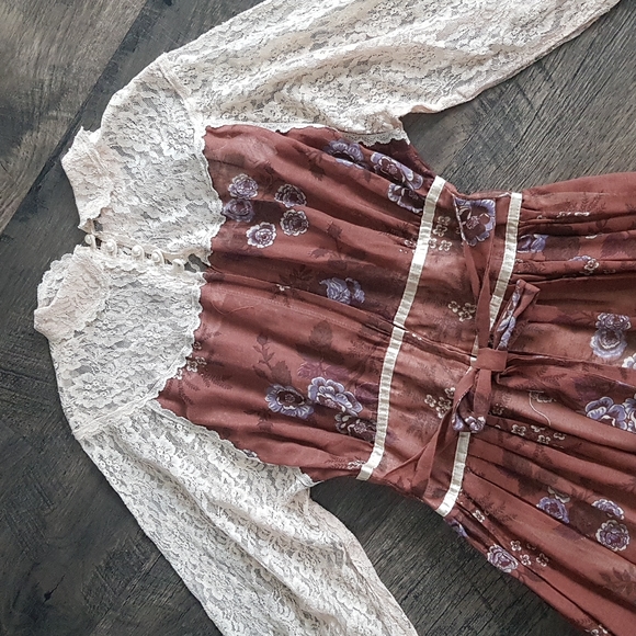 Vintage Gunne Sax Prairie floral lace midi dress,7 - Picture 9 of 11